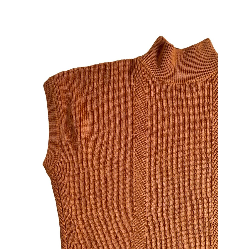 Anthropologie Women's Medium Mock Neck Sleeveless Ribbed Knit Sweater Mini Dress - Picture 4 of 9
